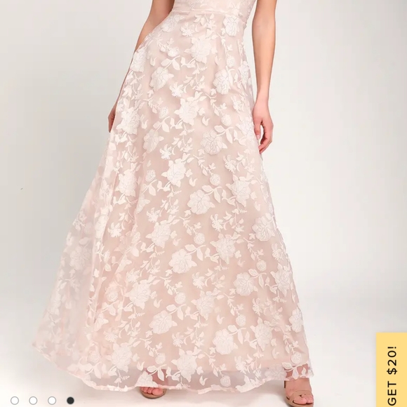 Lulus Everlasting romance blush floral Maxi dress - Picture 3 of 6